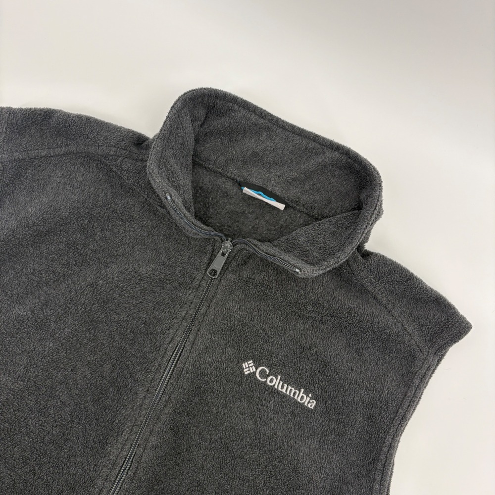 Columbia Fleece Vest Mens Large Grey Good Steens Mountain Full Zip AM1535